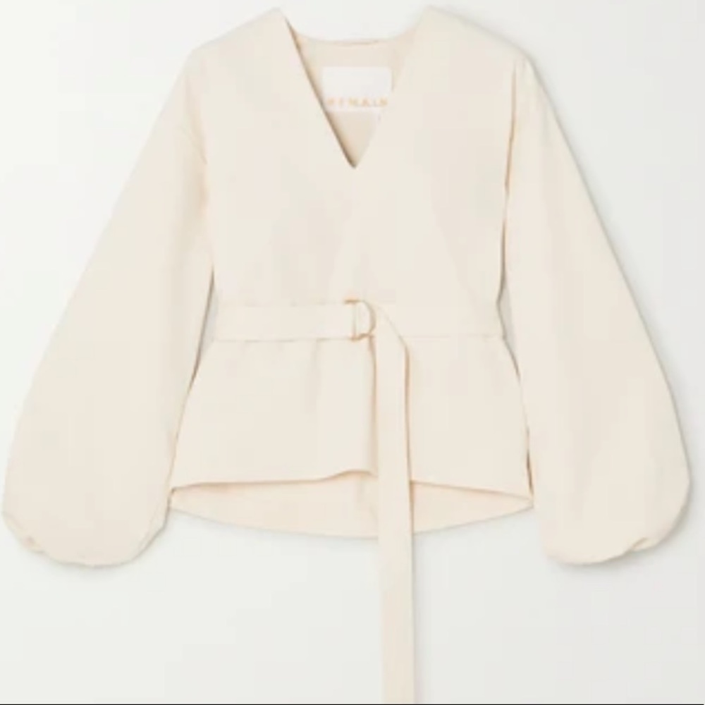 REMAIN BIRGER CHRISTENSEN ‘Vivian’ Belted Stretch Cotton-blend Blouse - Ecru - Picture 4 of 10